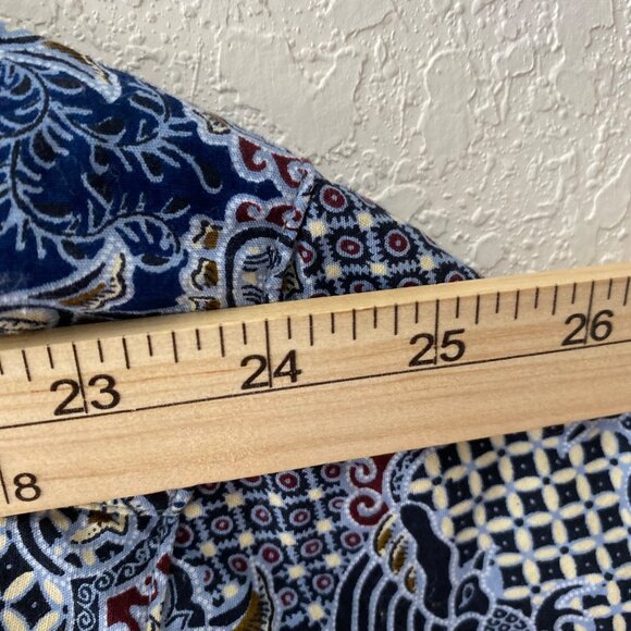 Java Lava Mens XL Short Sleeve Blue & Beige Paisley Button-Up Shirt Coastal Beec - Picture 10 of 14